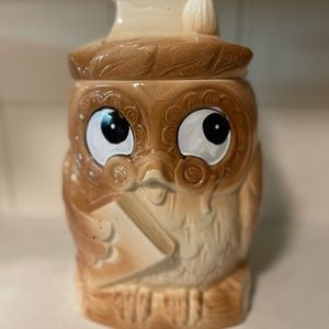 Vintage Professor Owl Cookie Jar Hand Painted in Japan